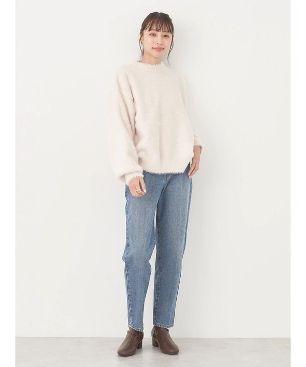 earth music&ecology ロングシャギーハイネックプルオーバー Ivory