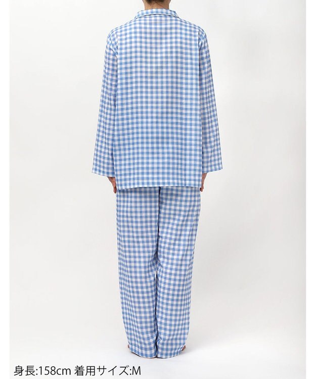 Wing パジャマ 綿100%(本体) 3Lまで対応 大きいサイズ 長袖 長ズボン レディース EP1003 ウイング／ワコール ブルー