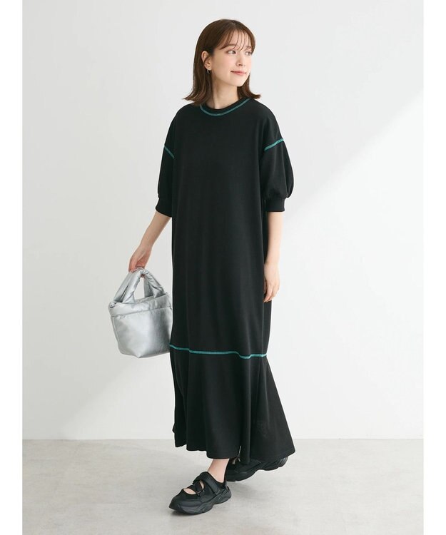 Green Parks ・Ｐｅｔｉｔ　Ｆｌｅｕｒ　カラーｓｔウラケワンピース Black