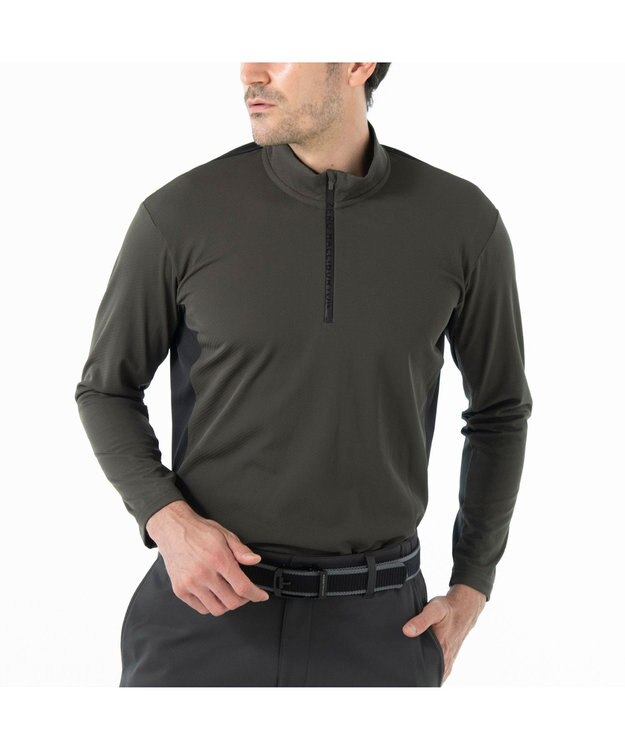 ZERO HALLIBURTON 【ストレッチ・UVカット】 Octa ハイブリッド ハーフジップモックネックトップス ZHG-M5A8 85125 カーキ