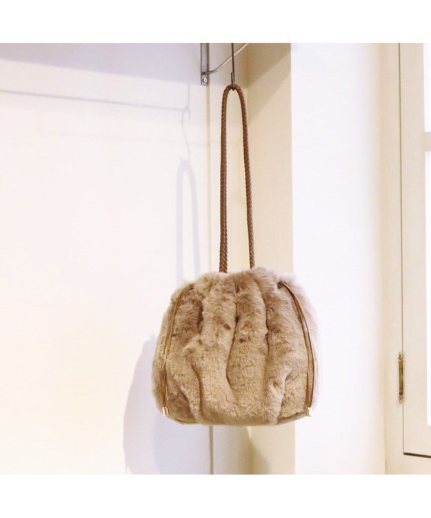 UNBILLION カシュカシュ cachecache / ロングハンドルエコファー巾着トート オーク