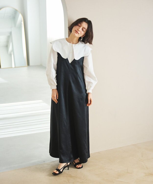 #Newans 【洗濯機可能/シワになりにくい】〈小柄さんにお勧め〉ウェービーカラーブラウス ホワイト