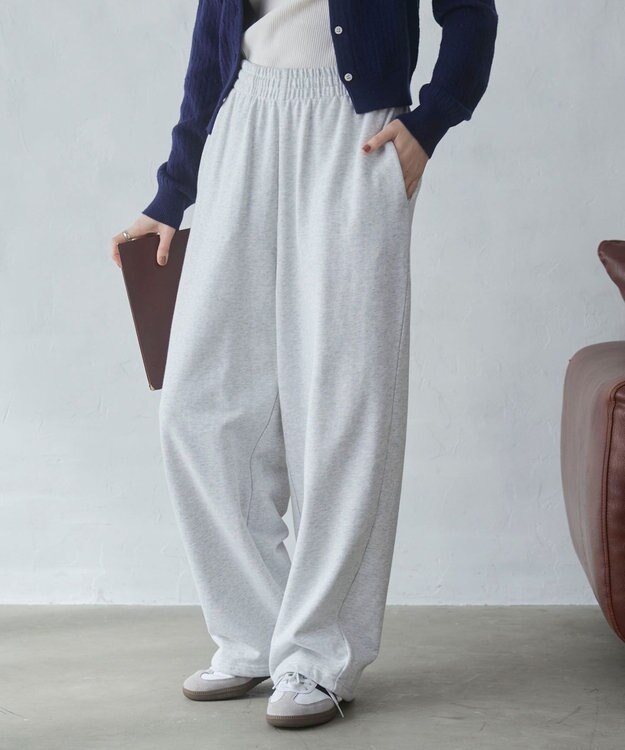 WEGO 【ウエストゴム/XSSMサイズ展開】スウェットワイドパンツ アッシュグレー