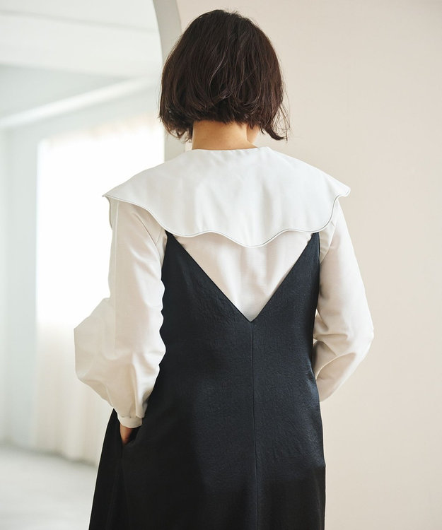 #Newans 【洗濯機可能/シワになりにくい】〈小柄さんにお勧め〉ウェービーカラーブラウス ホワイト