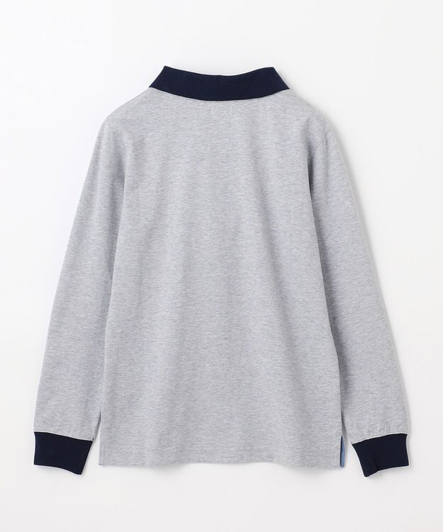 J.PRESS KIDS 【140-170cm】40/2天竺襟付き Vネック ポロシャツ ライトグレー系