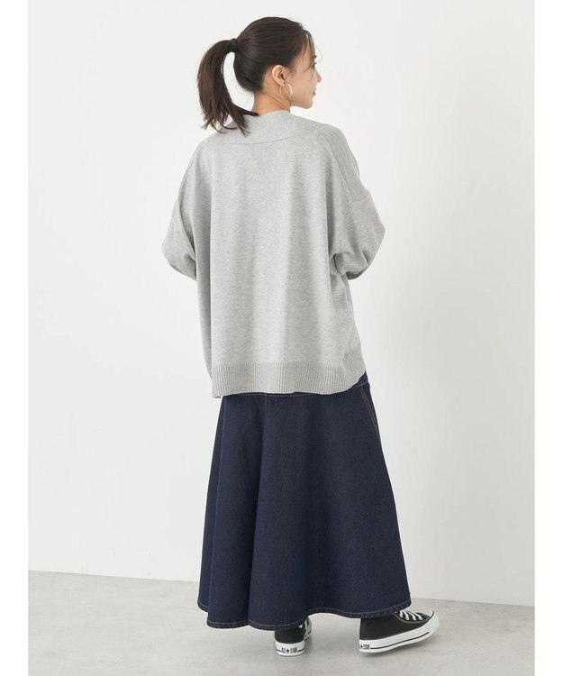 earth music&ecology ＵＶカット加工　ＢＩＧカーディガン Light Gray Mixture