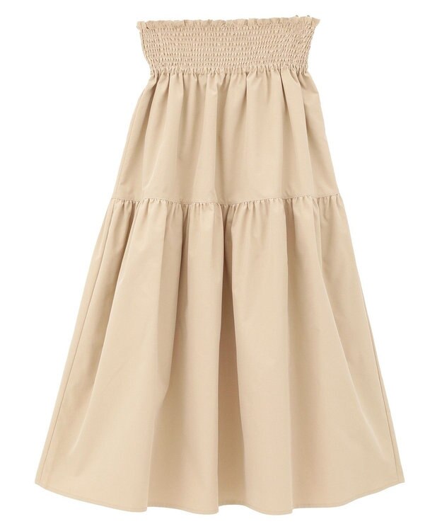 earth music&ecology ウエストシャーリングティアードスカート Beige