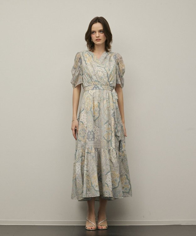 GRACE CONTINENTAL パッチワークプリントワンピース イエロー