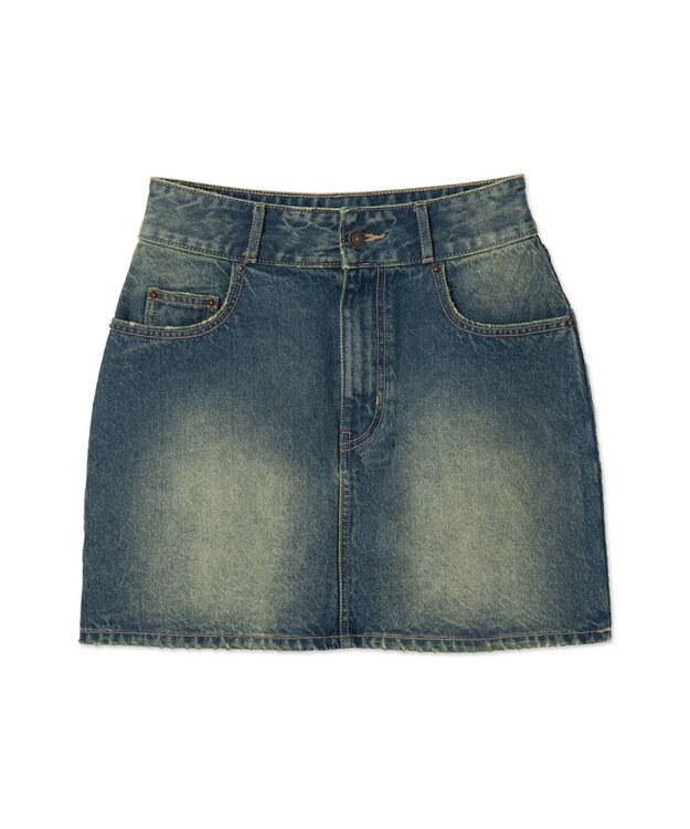 WEGO ヴィンテージウォッシュ台形デニムミニスカート デニム
