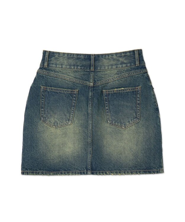 WEGO ヴィンテージウォッシュ台形デニムミニスカート デニム