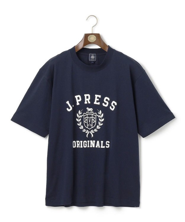J.PRESS MEN 【J.PRESS ORIGINALS】【UNISEX】Cotton Jersey CRST Logo T-shirt ネイビー系