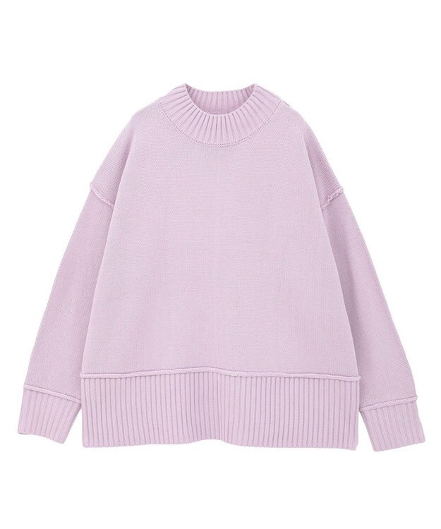 earth music&ecology 【毛玉防止 / 洗濯機洗い可】アンチピリングモックネックバックスリットニット Pink