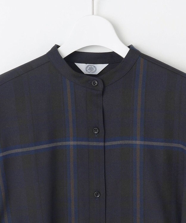 J.PRESS LADIES L 【洗える】テトロンレーヨン/ウール milledタータン ワンピース ネイビーチェック系