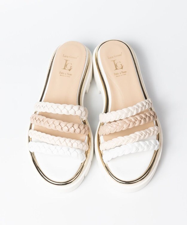 BONTRE 【LucaGrossi/ルカグロッシ】編み込みベルトサンダル ホワイト