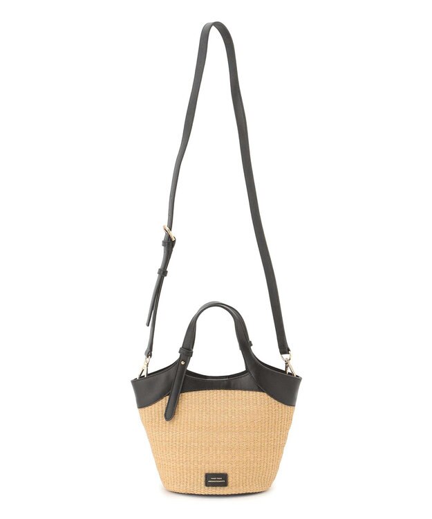 23区 雑材 ショルダーバッグ ナチュラル×ブラック