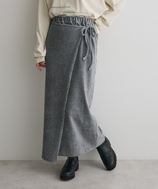 CRAFT STANDARD BOUTIQUE カットコーデュロイラップ風スカート Gray Mixture
