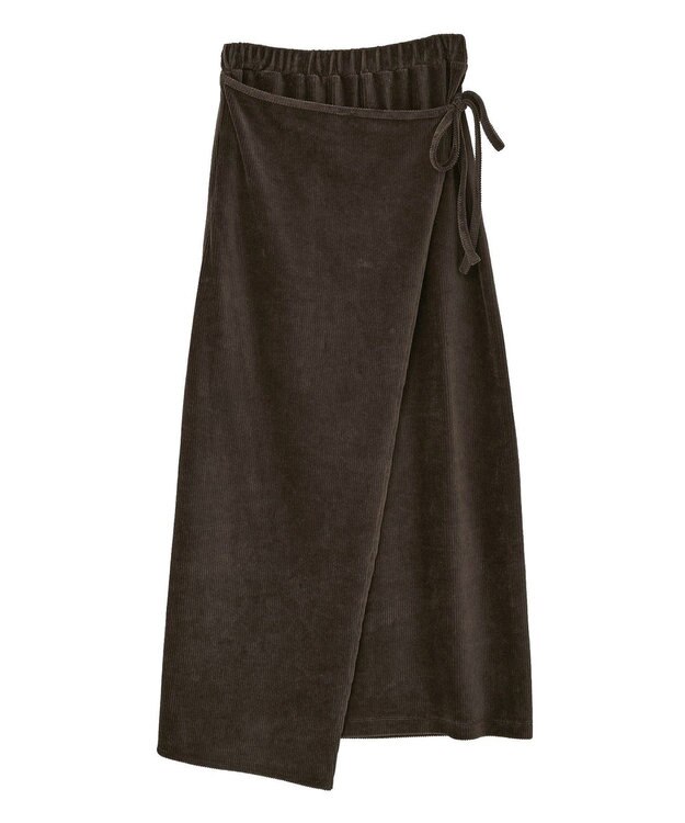 CRAFT STANDARD BOUTIQUE カットコーデュロイラップ風スカート Dark Brown