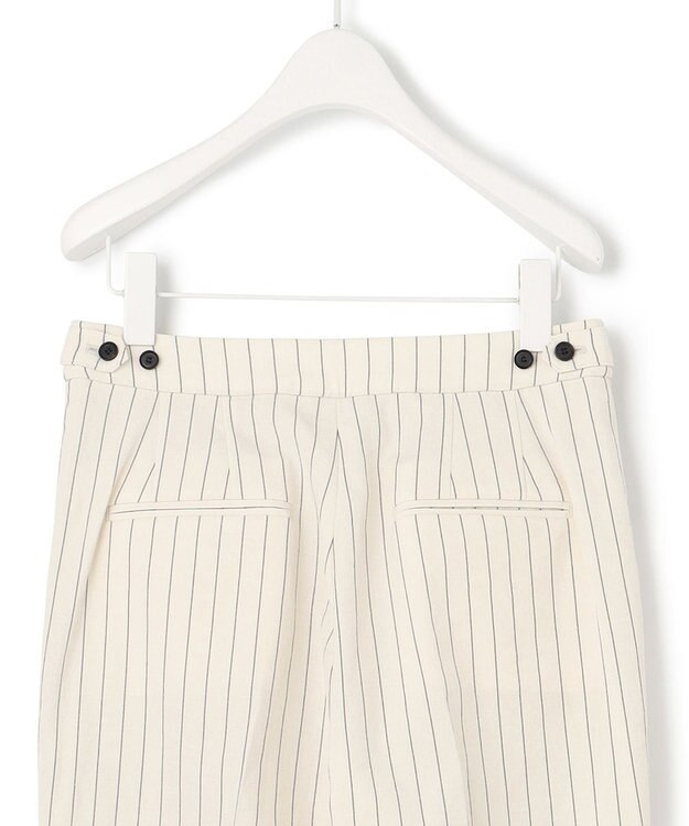 ICB L 【洗える・セットアップ対応】 LooseWeave ストライプ柄テーパードパンツ オフホワイト×ブラック系