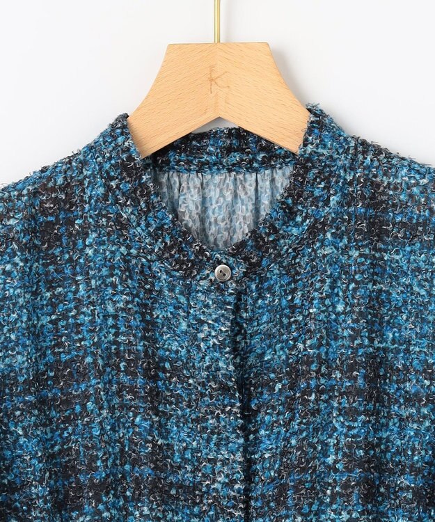 組曲 ギミックチェックツイード ワンピース ネイビー系5