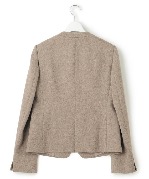 23区 S 【洗える】ウールライクカルゼ ノーカラー ジャケット ダークブラウン系