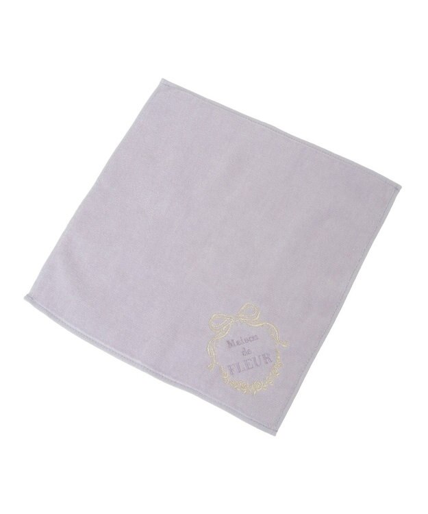 Maison de FLEUR リボンフレーム刺繍タオルハンカチ Lavender