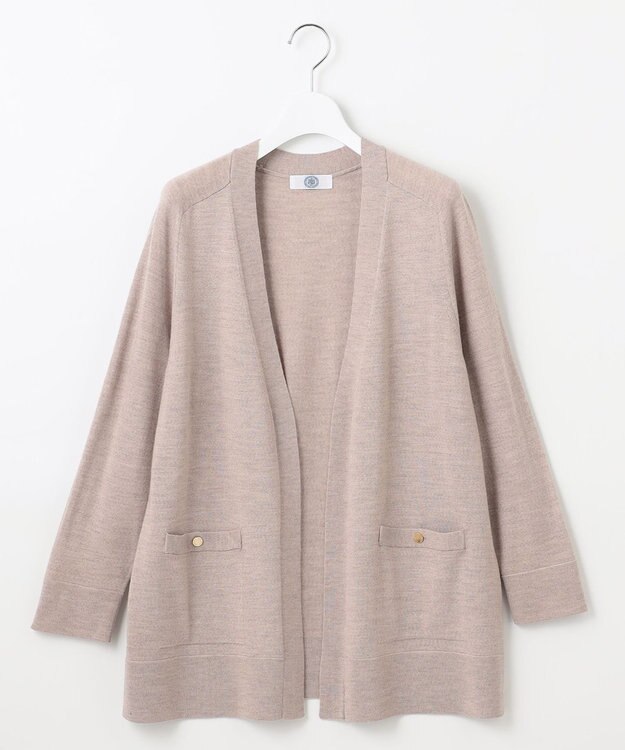 J.PRESS LADIES S 【洗える】KNIT BASIC ロングカーディガン トップベージュ系