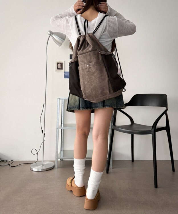 WEGO サイドメッシュポケットナップサック ブラウンその他