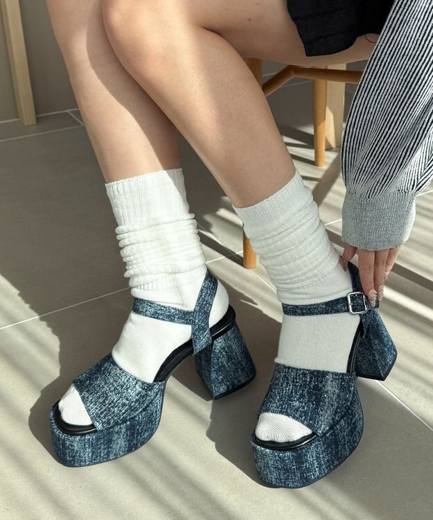 WEGO ストーム付きヒールサンダル デニム