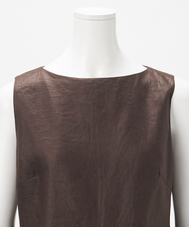 23区 【エステータ】チンツリネン ペプラム ブラウス ダークブラウン系