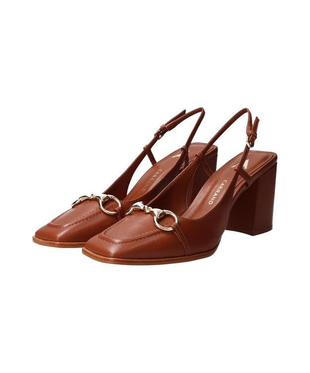 INTER-CHAUSSURES 【CARRANO】ホースビットバックストラップパンプス ブラウン
