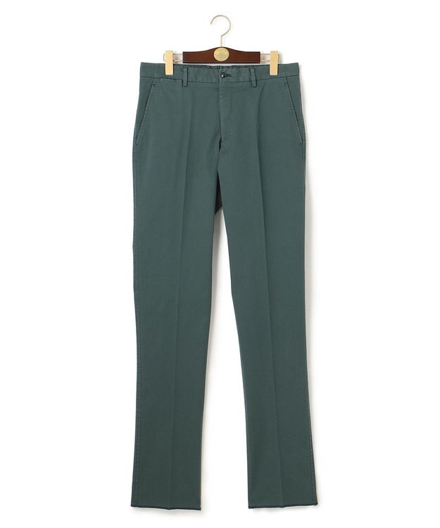 J.PRESS MEN オーガニックコットントリコチンストレッチ スローンパンツ ダークグリーン系