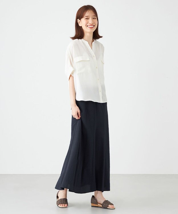 SHARE PARK LADIES 【洗える】ドルマンスリーブサテンシャツ アイボリー系