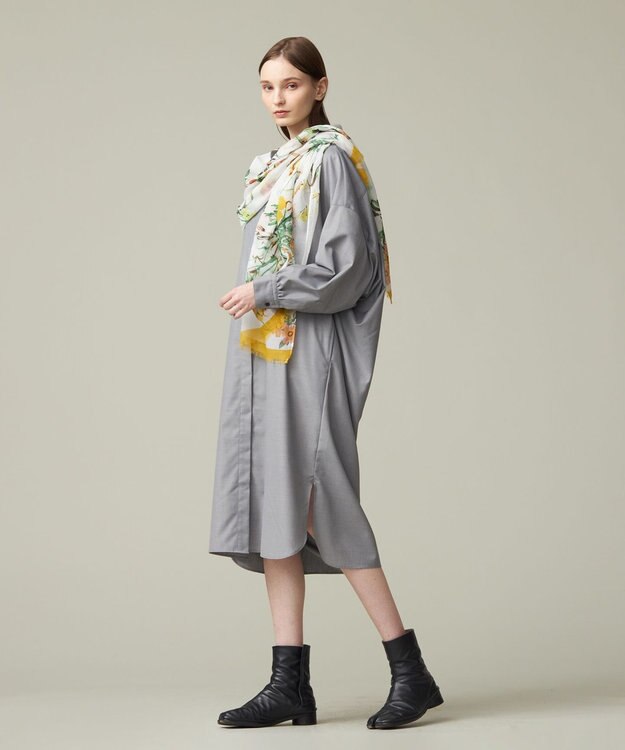 J.PRESS YORK STREET 【WOMEN】バックドレープ シャツワンピース ライトグレー系