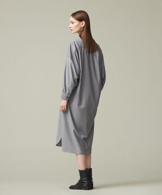J.PRESS YORK STREET 【WOMEN】バックドレープ シャツワンピース ライトグレー系