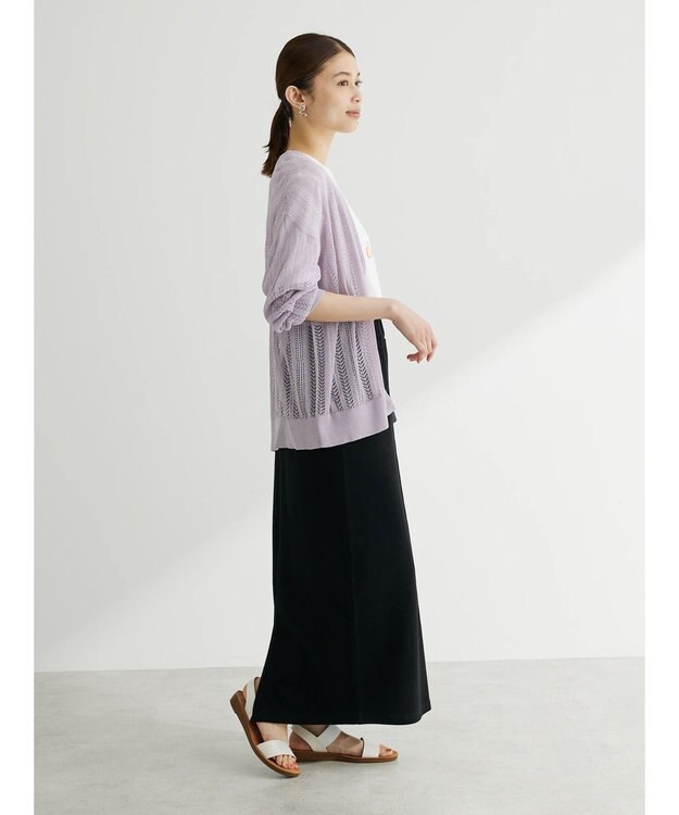 Green Parks すかし編みニットカーディガン Off White