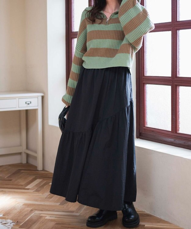 WEGO ハーフジップショートニットプルオーバー 柄2