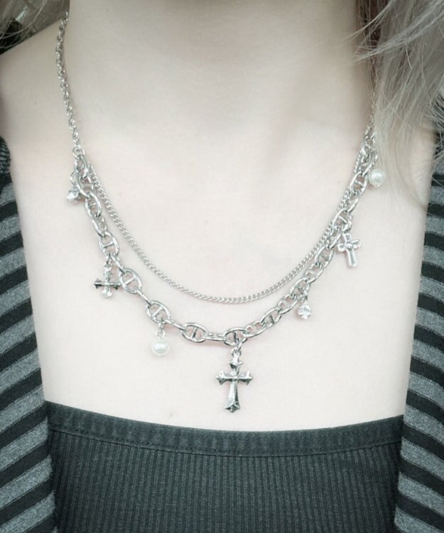 WEGO Lマルチチャームダブルネックレス 柄4