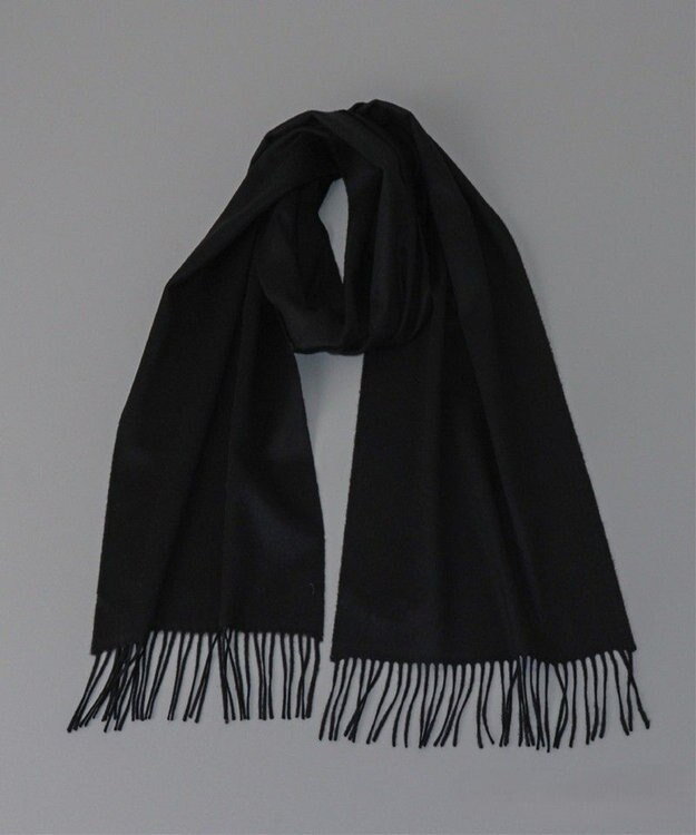 AURORA 【Johnstons of Elgin（ジョンストンズ オブ エルガン）】 カシミヤ100％起毛無地マフラー ブラック