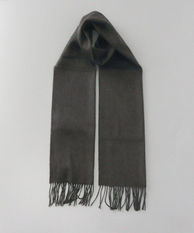 AURORA 【Johnstons of Elgin（ジョンストンズ オブ エルガン）】 カシミヤ100％起毛無地マフラー チャコールグレー