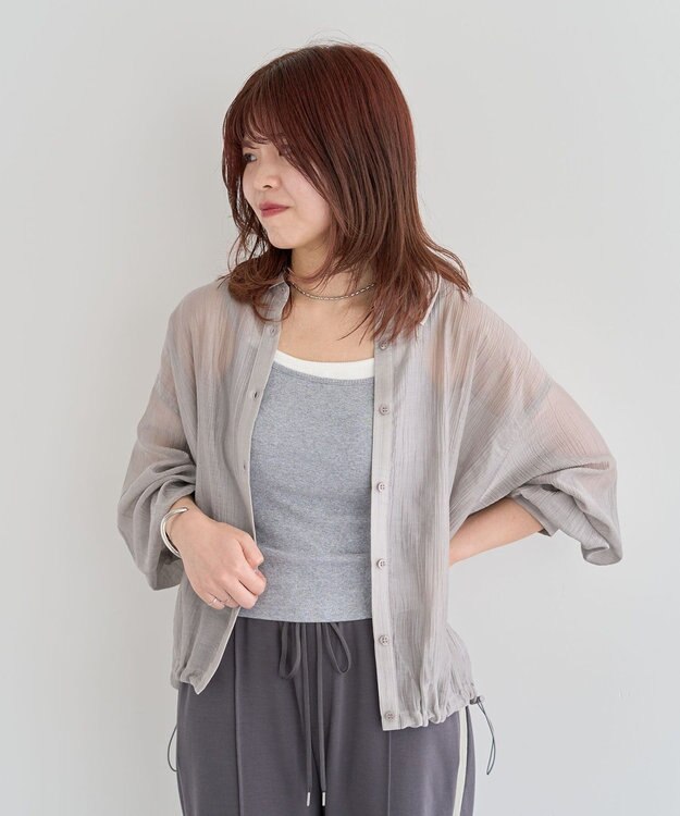 Green Parks 裾ドロストシアーシャツ Gray