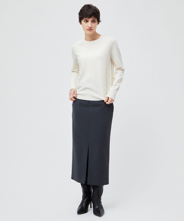 BEIGE， 【Precious 2月号掲載】LAC / 2WAYストレッチIラインスカート C.Gray