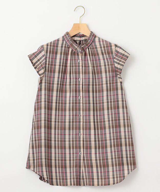 組曲 【リボンタイ付き】シアーツイルチェック ブラウス ベージュ系3