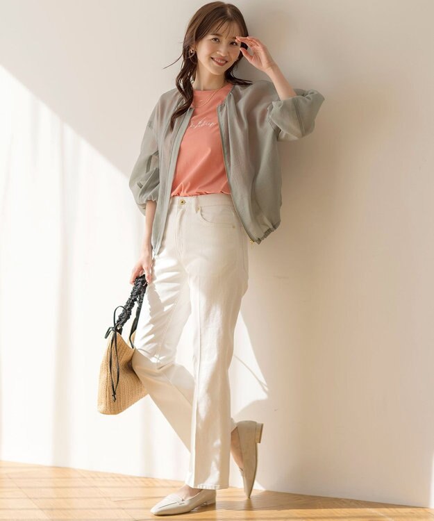 ANY SIS L 【美Denimシリーズ】センタープレスセミフレア デニム オフ