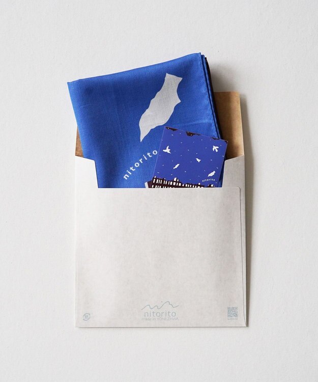 nitorito 【UNISEX】ギフトパッケージ&ステッカー付 forest ハンカチ スカーフ blue x brown