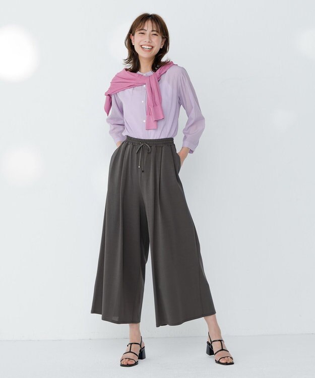 J.PRESS LADIES L 【洗える・速乾・接触冷感】リライムライトローン バックフレア ブラウス ラベンダー系