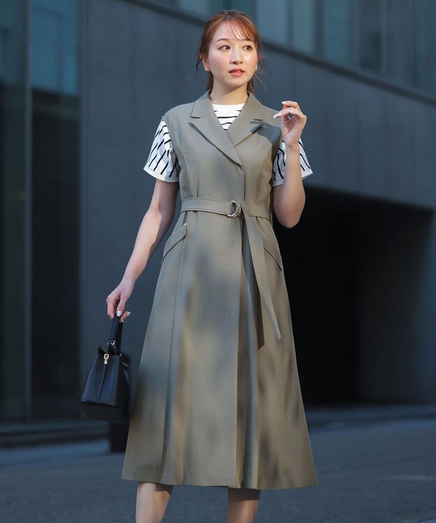 ANY SIS 【2WAY】テーラードジレ ワンピース カーキ