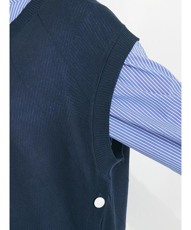 CRAFT STANDARD BOUTIQUE 【洗える】ニットベスト+バンドカラーシャツ-SET Navy