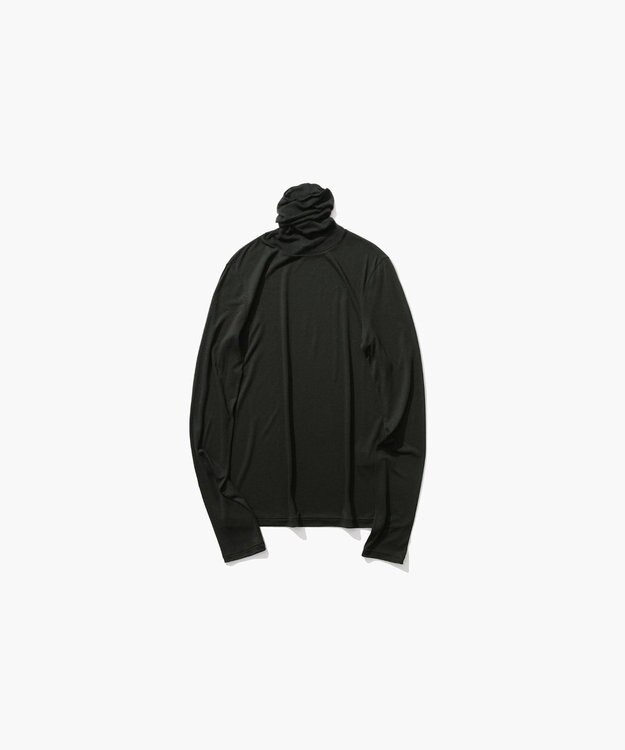 ATON MODAL SILK JERSEY | タートルネックプルオーバー BLACK
