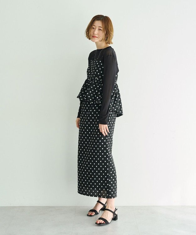 YECCA VECCA ドット柄バルーンキャミワンピース Black