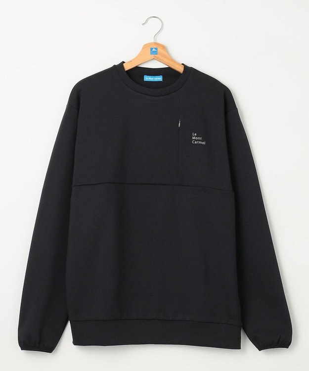 SHARE PARK MENS 【UVカット・吸水速乾・ストレッチ・軽量・アンチピリング 】ダンボールクルーネックスウェット（L・XLサイズ） ブラック系